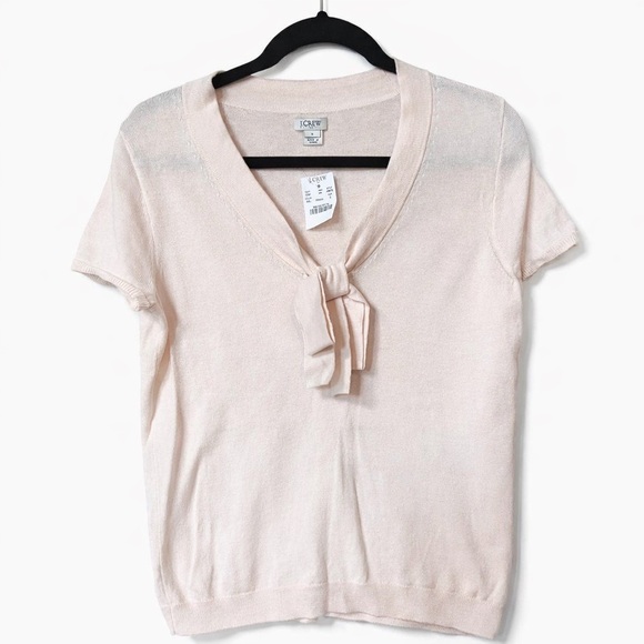 NWT J Crew Light Pink V-Neck Blouse with Tie Detail - Picture 4 of 9